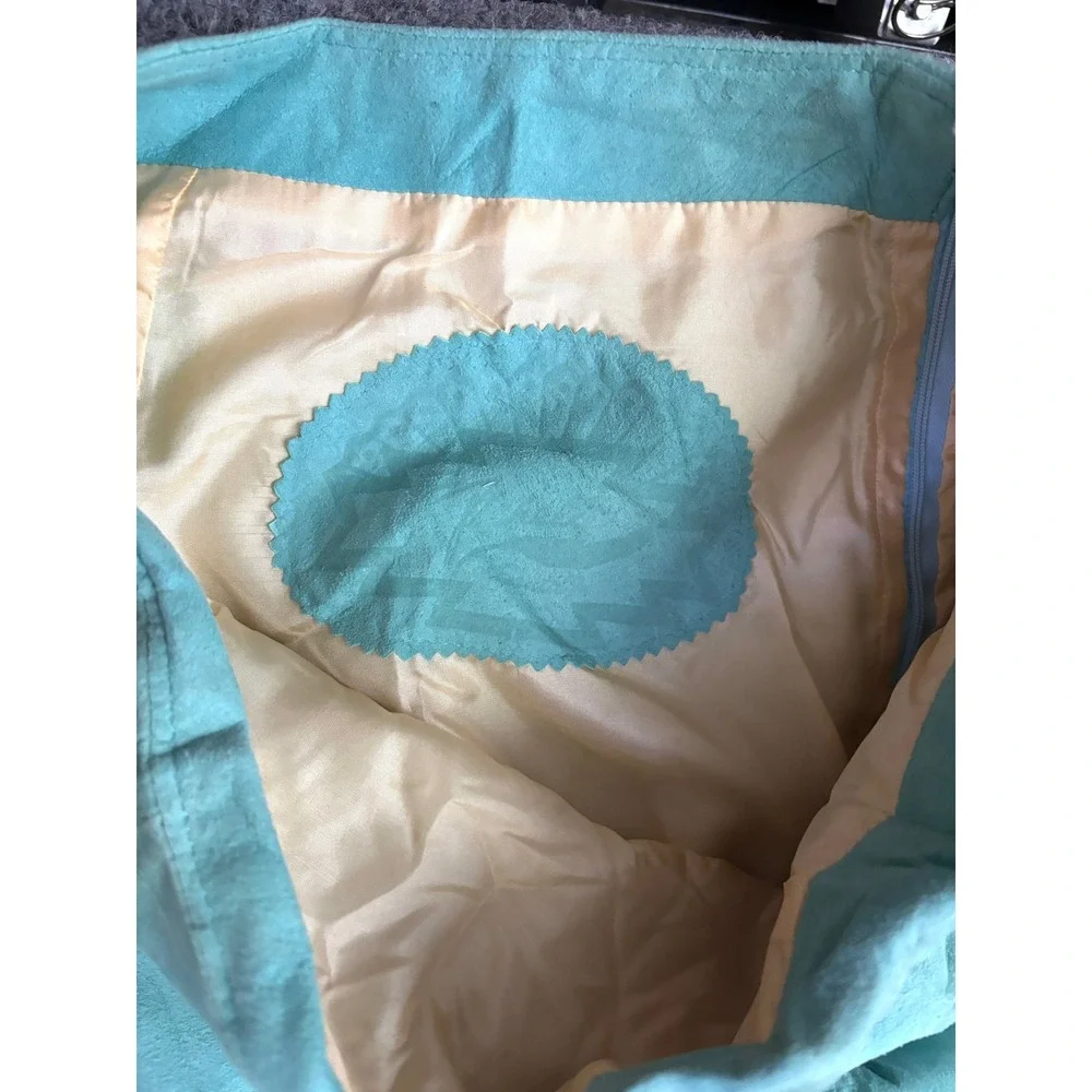 Michelle Julene Leather Skirt Teal Distressed Patina OOAK Small‎